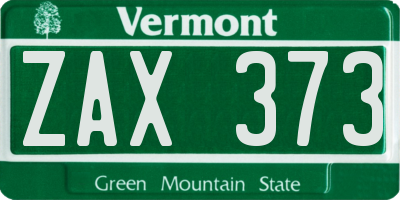 VT license plate ZAX373