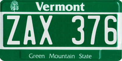 VT license plate ZAX376