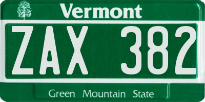 VT license plate ZAX382