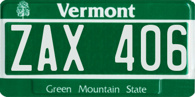 VT license plate ZAX406