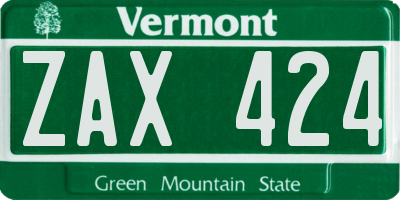 VT license plate ZAX424