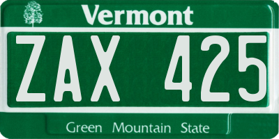 VT license plate ZAX425