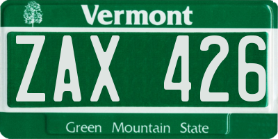 VT license plate ZAX426