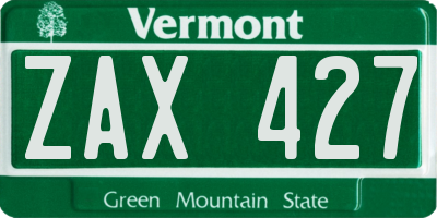 VT license plate ZAX427