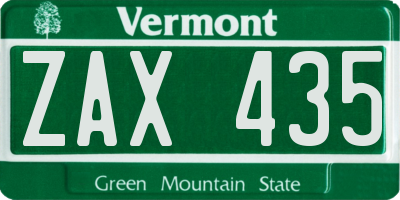 VT license plate ZAX435