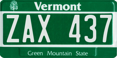 VT license plate ZAX437
