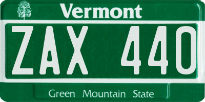 VT license plate ZAX440