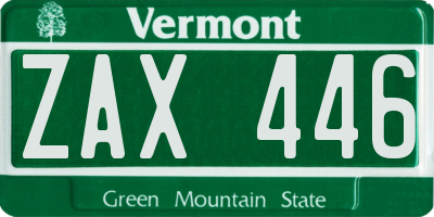VT license plate ZAX446