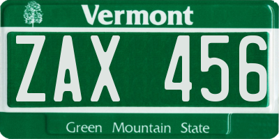 VT license plate ZAX456