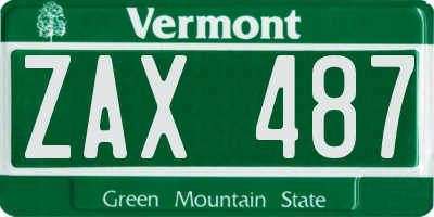 VT license plate ZAX487