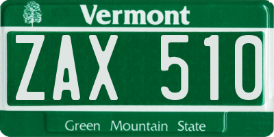 VT license plate ZAX510