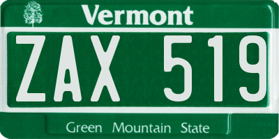 VT license plate ZAX519