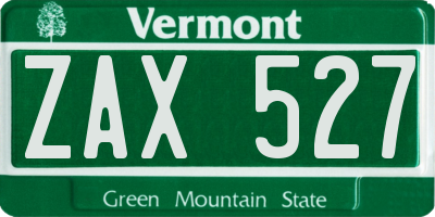 VT license plate ZAX527