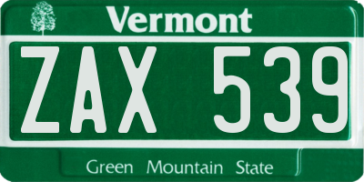 VT license plate ZAX539