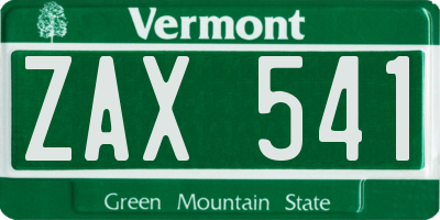 VT license plate ZAX541