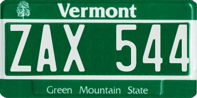 VT license plate ZAX544