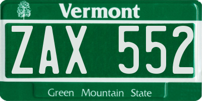 VT license plate ZAX552