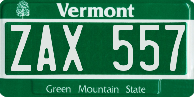 VT license plate ZAX557