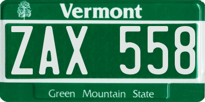 VT license plate ZAX558
