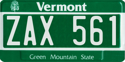 VT license plate ZAX561