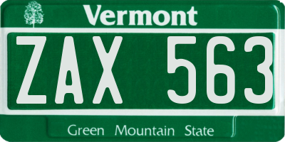 VT license plate ZAX563