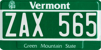 VT license plate ZAX565