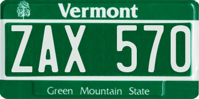 VT license plate ZAX570