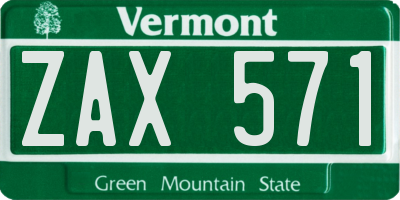 VT license plate ZAX571