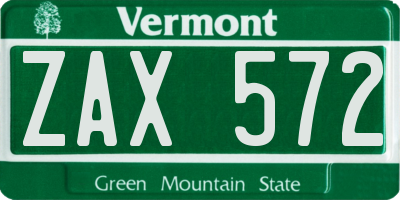 VT license plate ZAX572