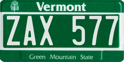 VT license plate ZAX577