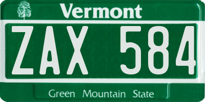 VT license plate ZAX584