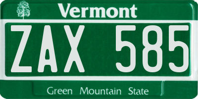 VT license plate ZAX585