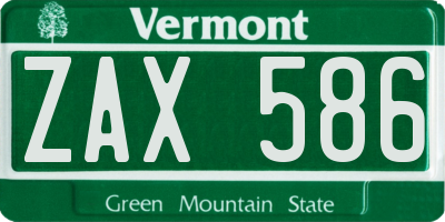 VT license plate ZAX586