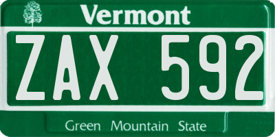 VT license plate ZAX592