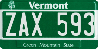 VT license plate ZAX593