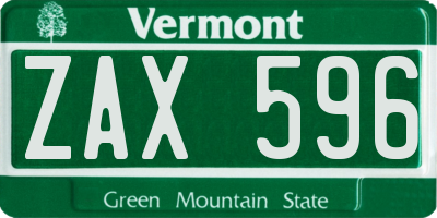 VT license plate ZAX596