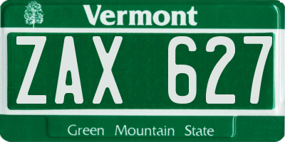 VT license plate ZAX627