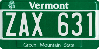 VT license plate ZAX631