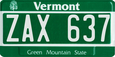 VT license plate ZAX637