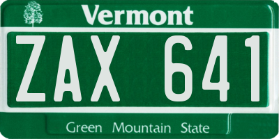 VT license plate ZAX641