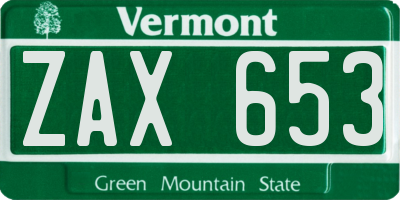 VT license plate ZAX653