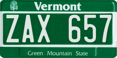 VT license plate ZAX657
