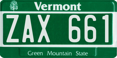 VT license plate ZAX661