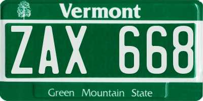 VT license plate ZAX668