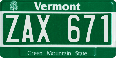 VT license plate ZAX671