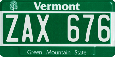 VT license plate ZAX676