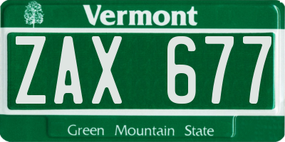 VT license plate ZAX677