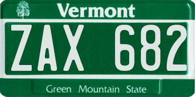 VT license plate ZAX682