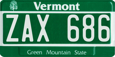 VT license plate ZAX686