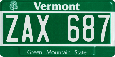 VT license plate ZAX687